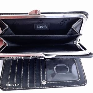 Franco Sarto Black Classic Chic  Leather Wallet with Elegant Stitching